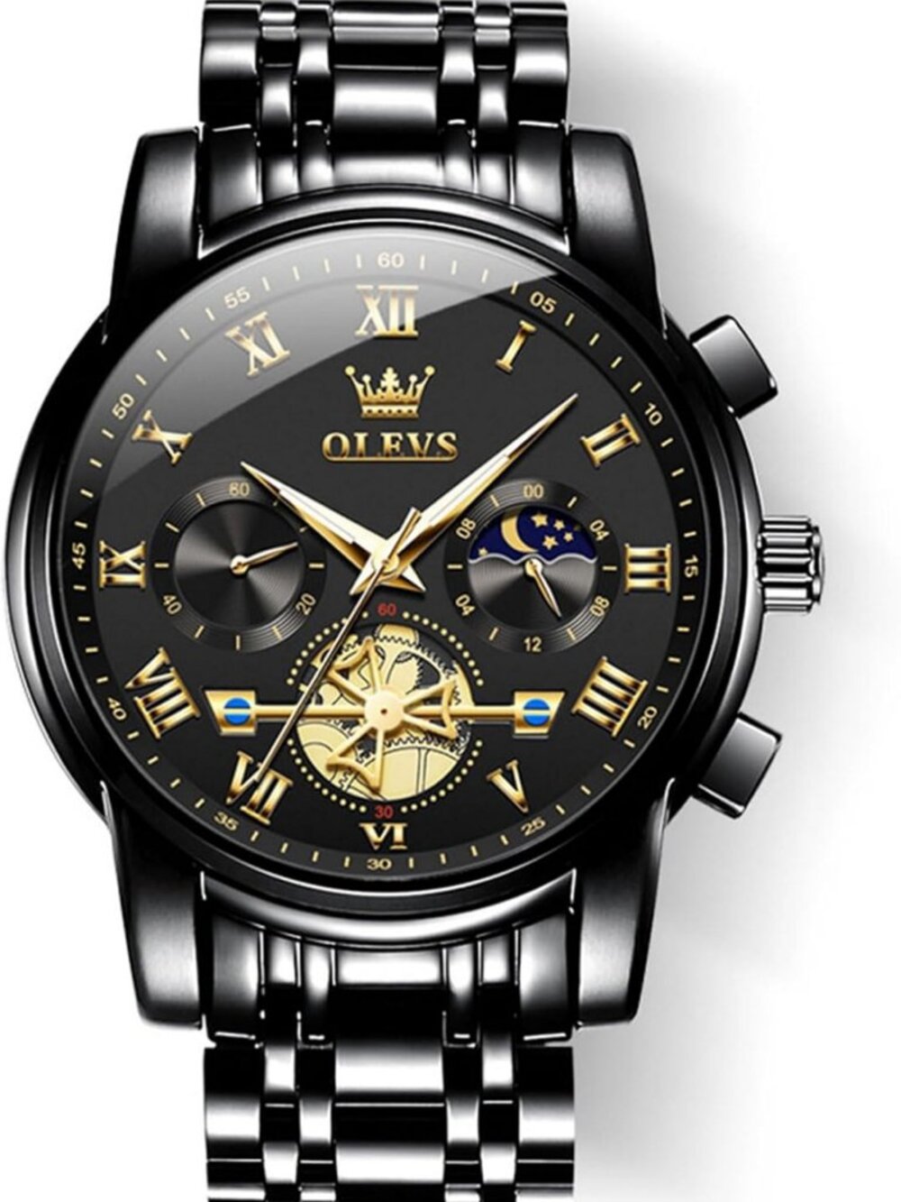 Luxury Waterproof Big Face Stainless Steel Multifunction Men's Watch - Stylish